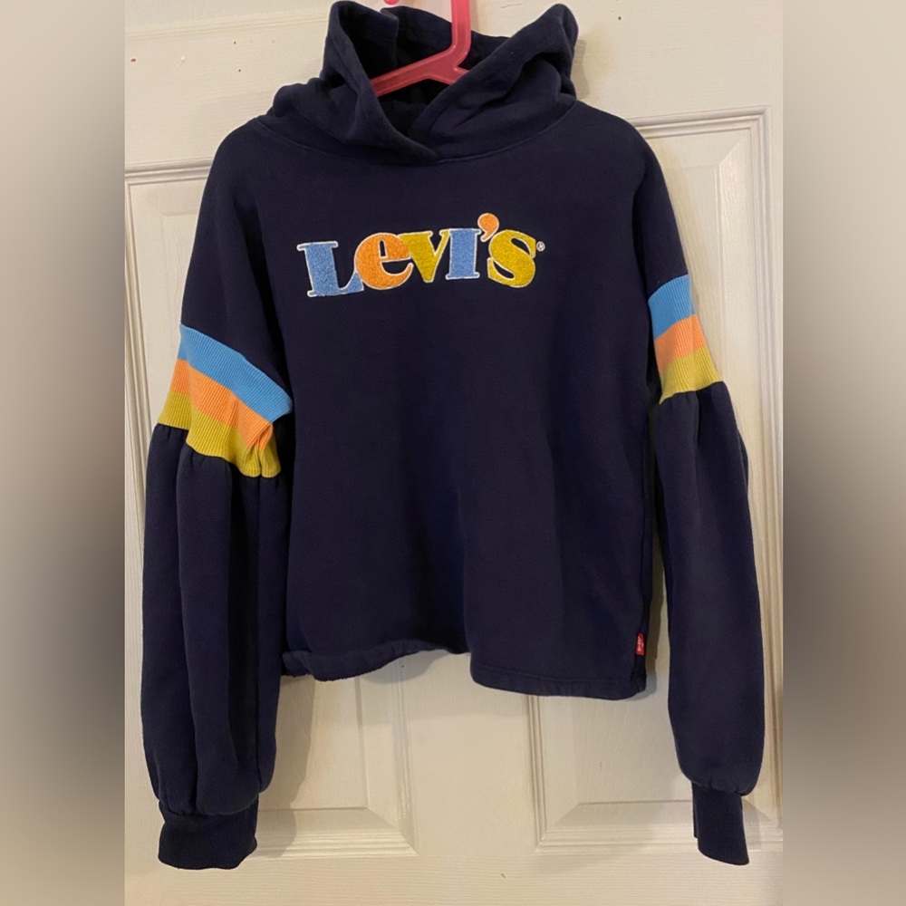 Levi's Big Girls Long Sleeve Fleece Pullover Cropped Hoodie Size L 12-13 Yrs